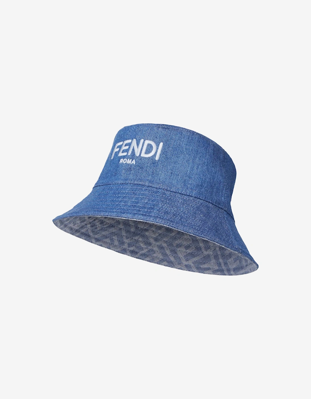 Kids Denim Logo Bucket Hat in Blue, 5 of 4