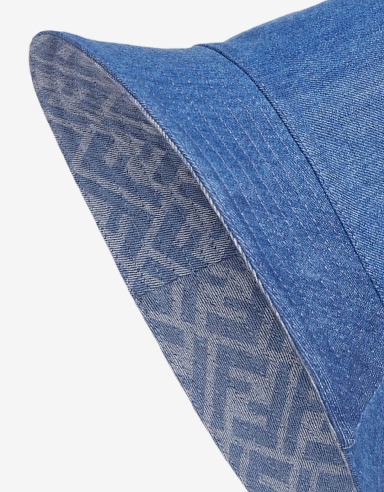 Kids Denim Logo Bucket Hat in Blue