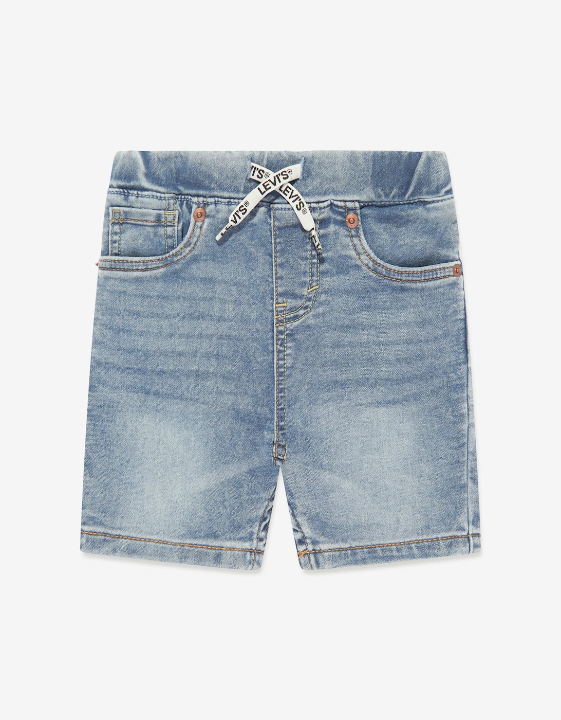 Boys Skinny Fit Dobby Shorts in Blue, 5 of 4
