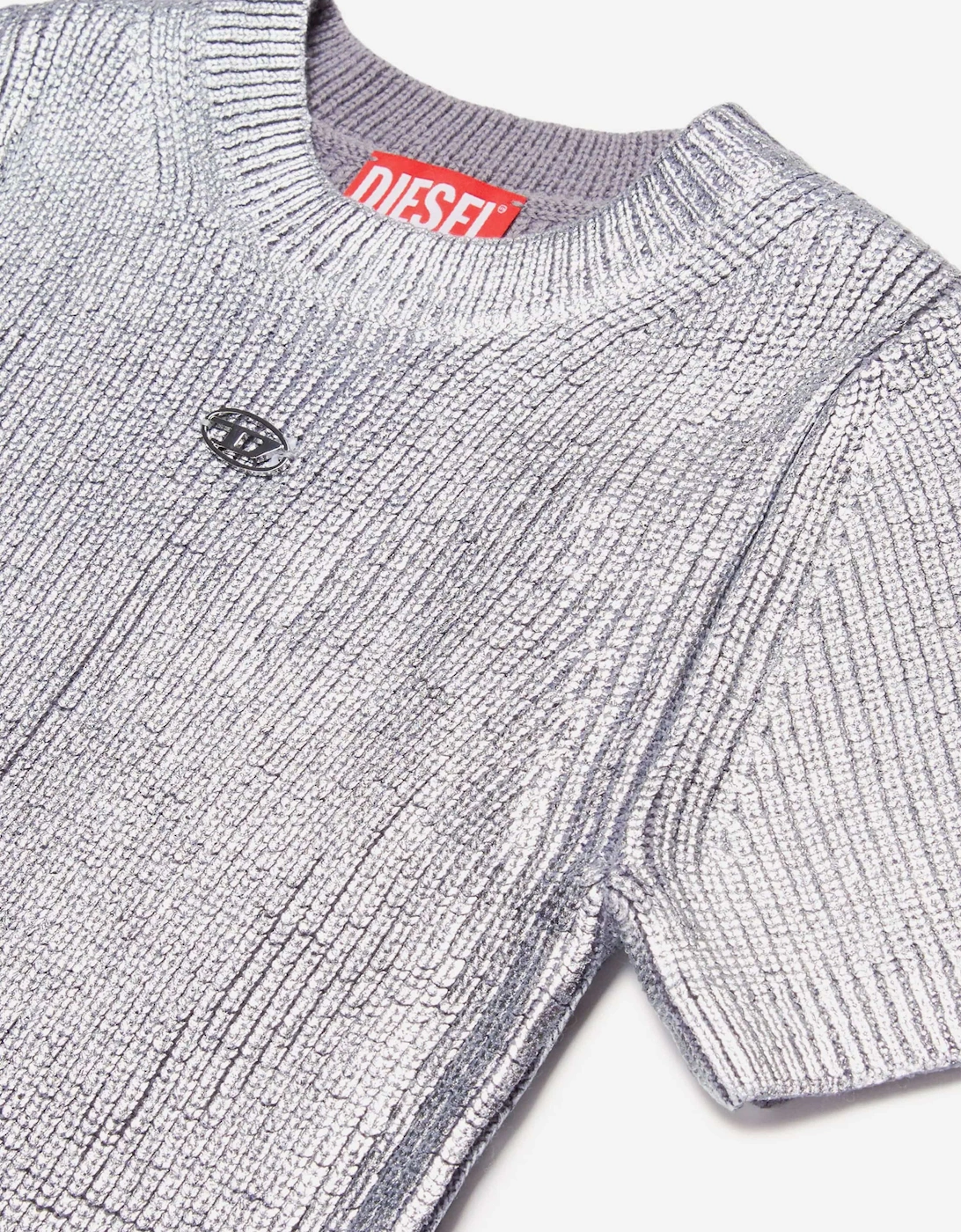 Girls Knitted Dress in Silver