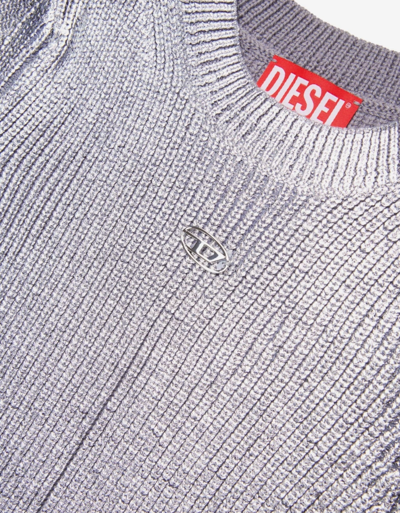 Girls Knitted Dress in Silver