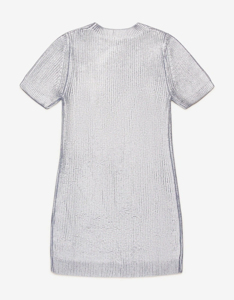 Girls Knitted Dress in Silver