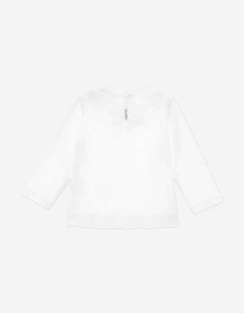 Baby Girls Bow Collar Jersey Top in White