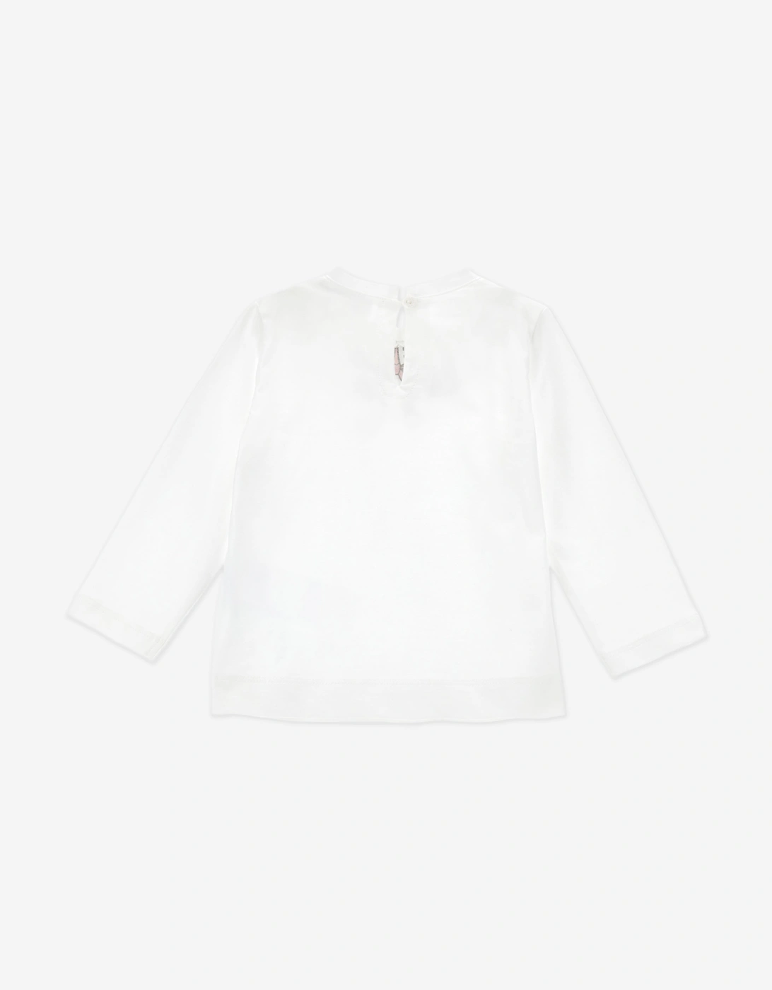 Baby Girls Bow Collar Jersey Top in White