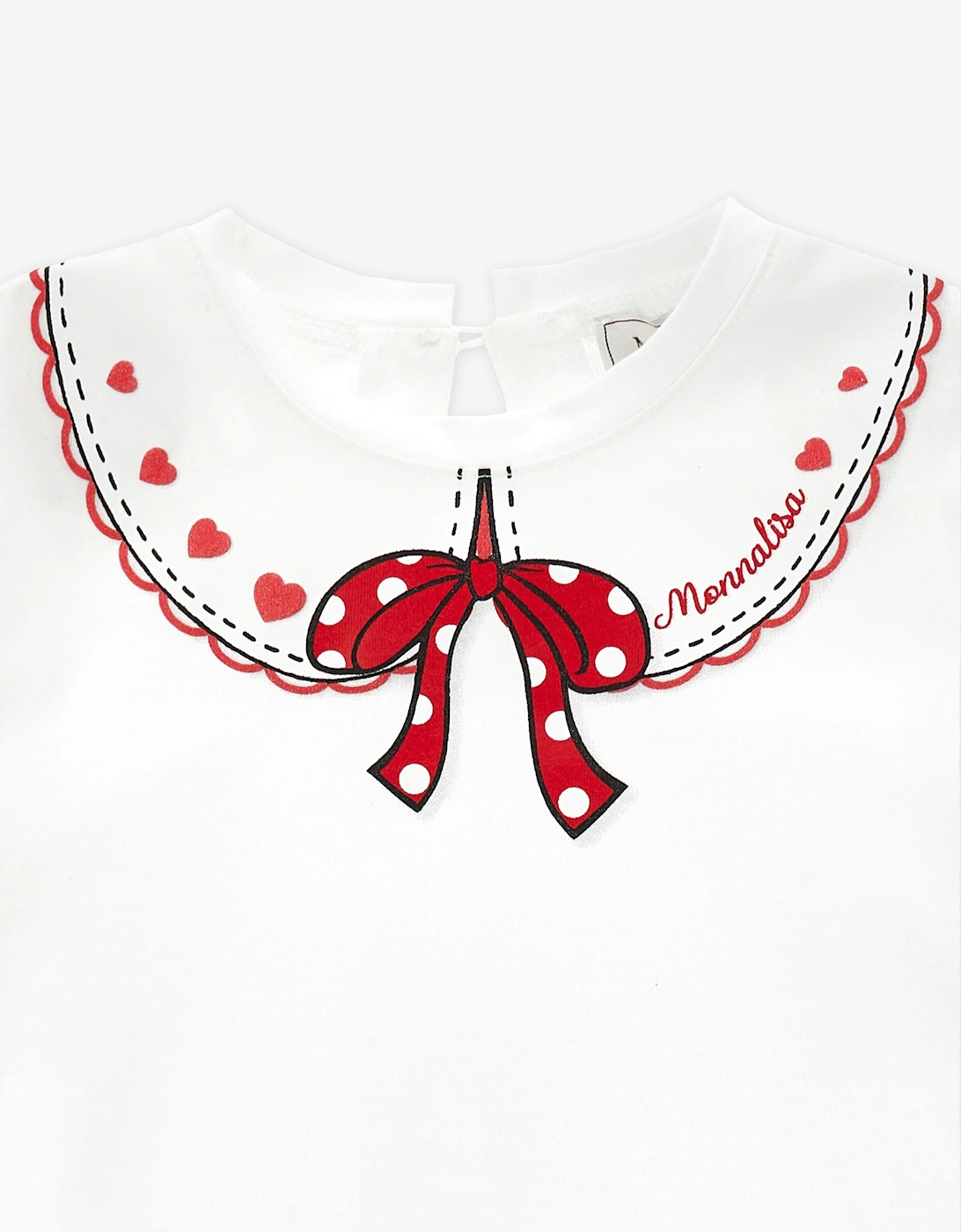Baby Girls Bow Collar Jersey Top in White