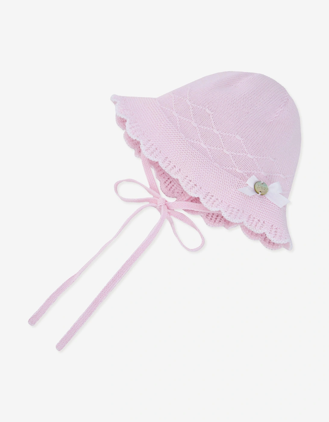 Baby Girls Cotton Knit Bonnet in Pink