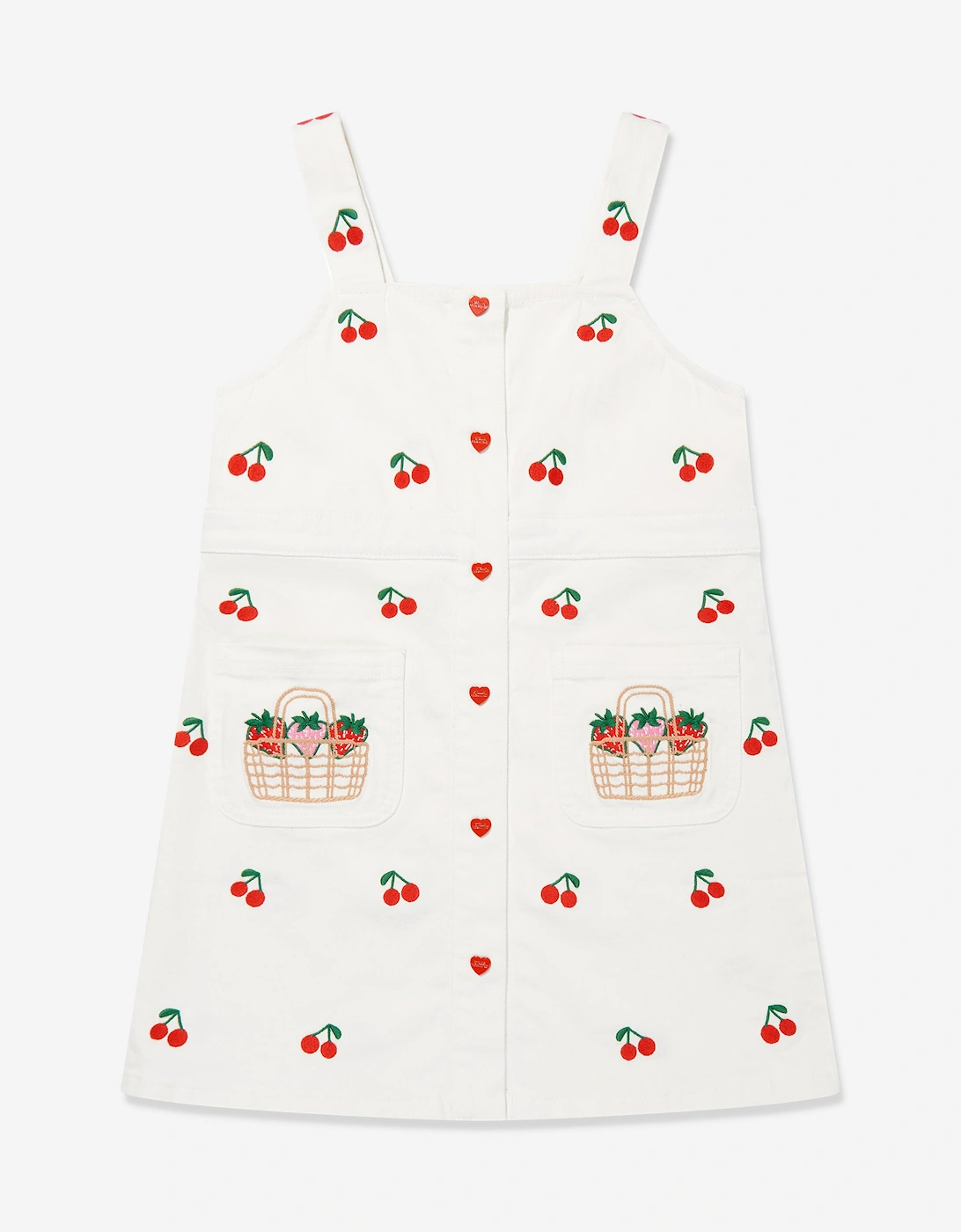 Girls Embroidered Cherries Dress in White, 5 of 4