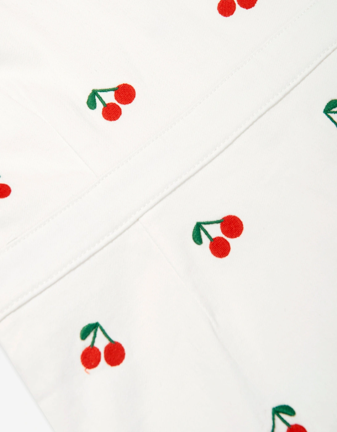 Girls Embroidered Cherries Dress in White