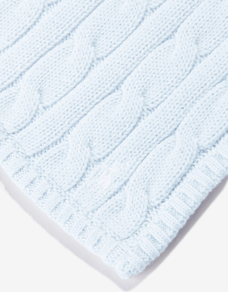 Baby Boys Cotton Cable Knit Blanket in Blue (101cm)