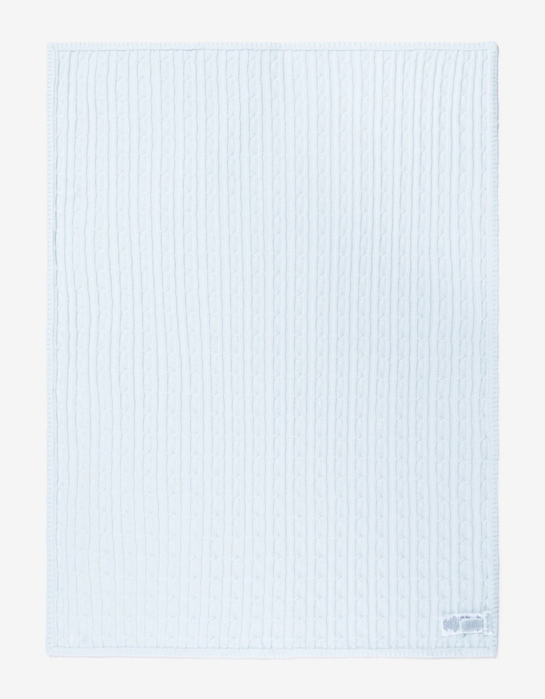 Baby Boys Cotton Cable Knit Blanket in Blue (101cm)