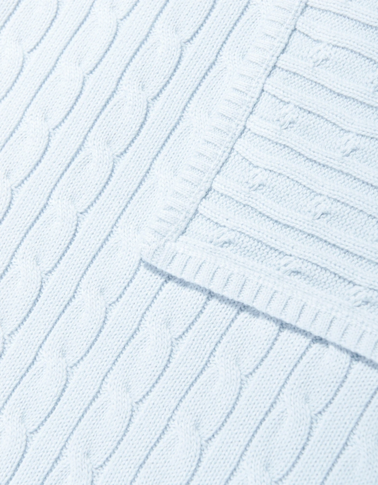 Baby Boys Cotton Cable Knit Blanket in Blue (101cm)