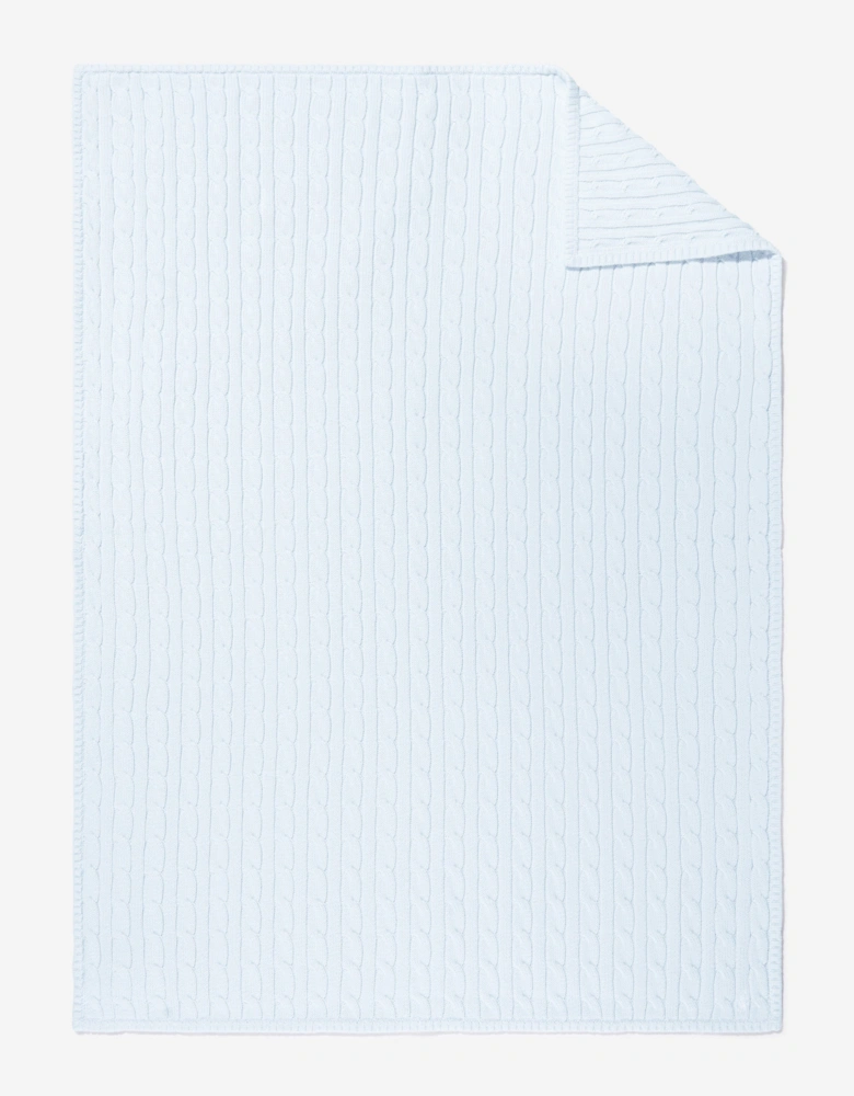 Baby Boys Cotton Cable Knit Blanket in Blue (101cm)