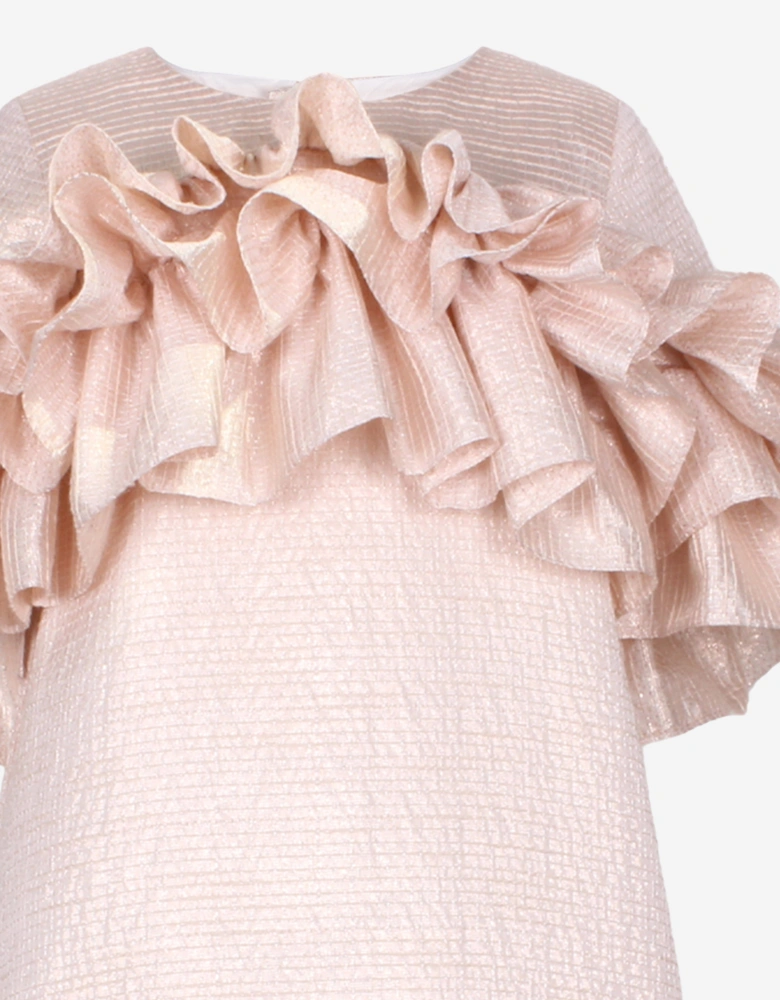 Girls Flutterby A-Line Ruffle Dress in Pink