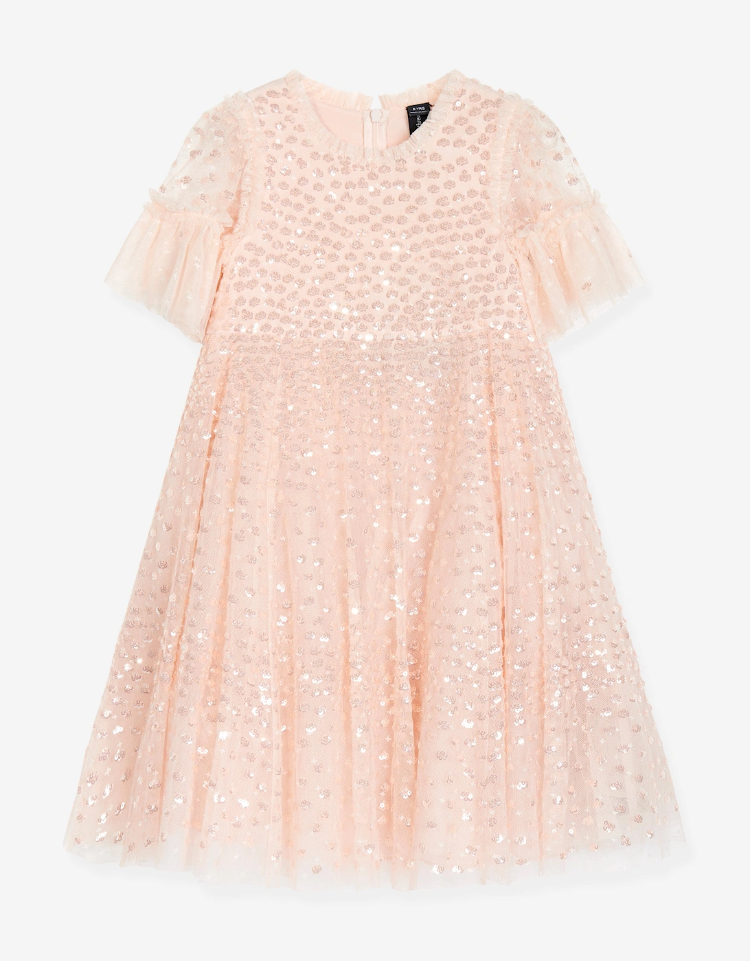 Girls Tulle Scatter Dot Dress in Pink, 6 of 5