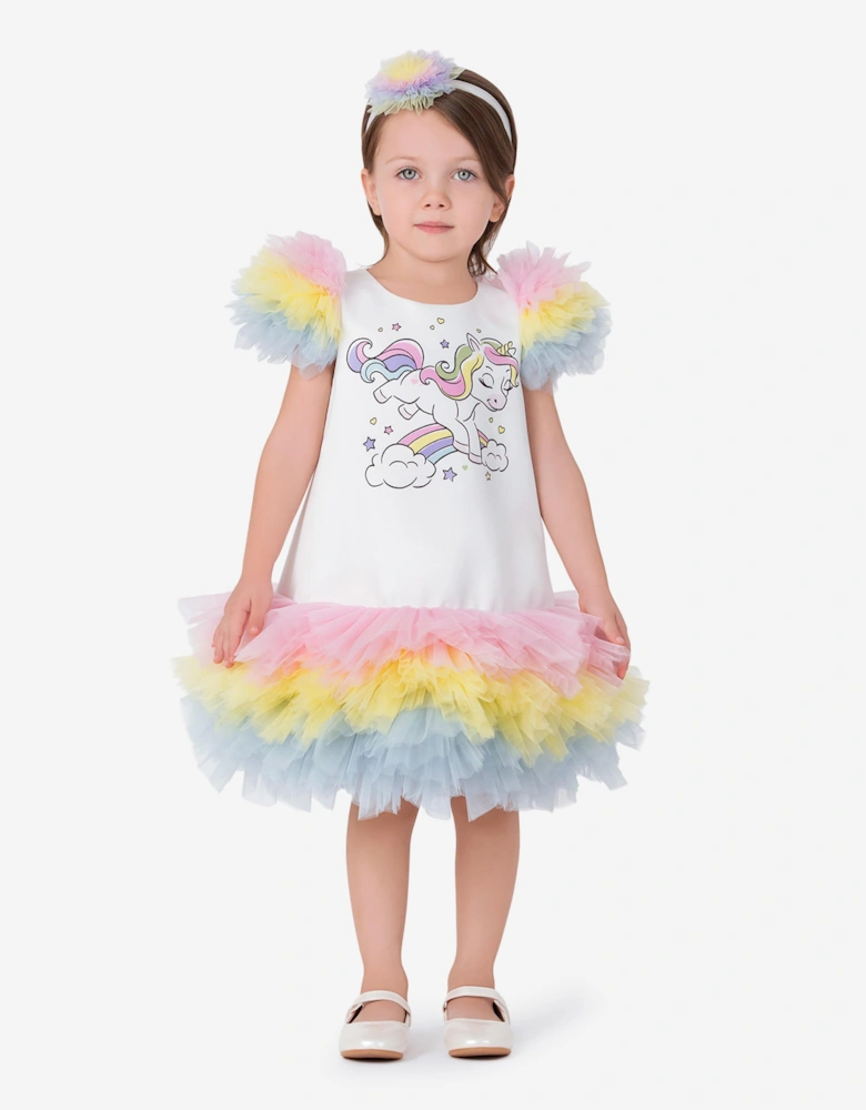Baby Girls Unicorn Party Dress in White