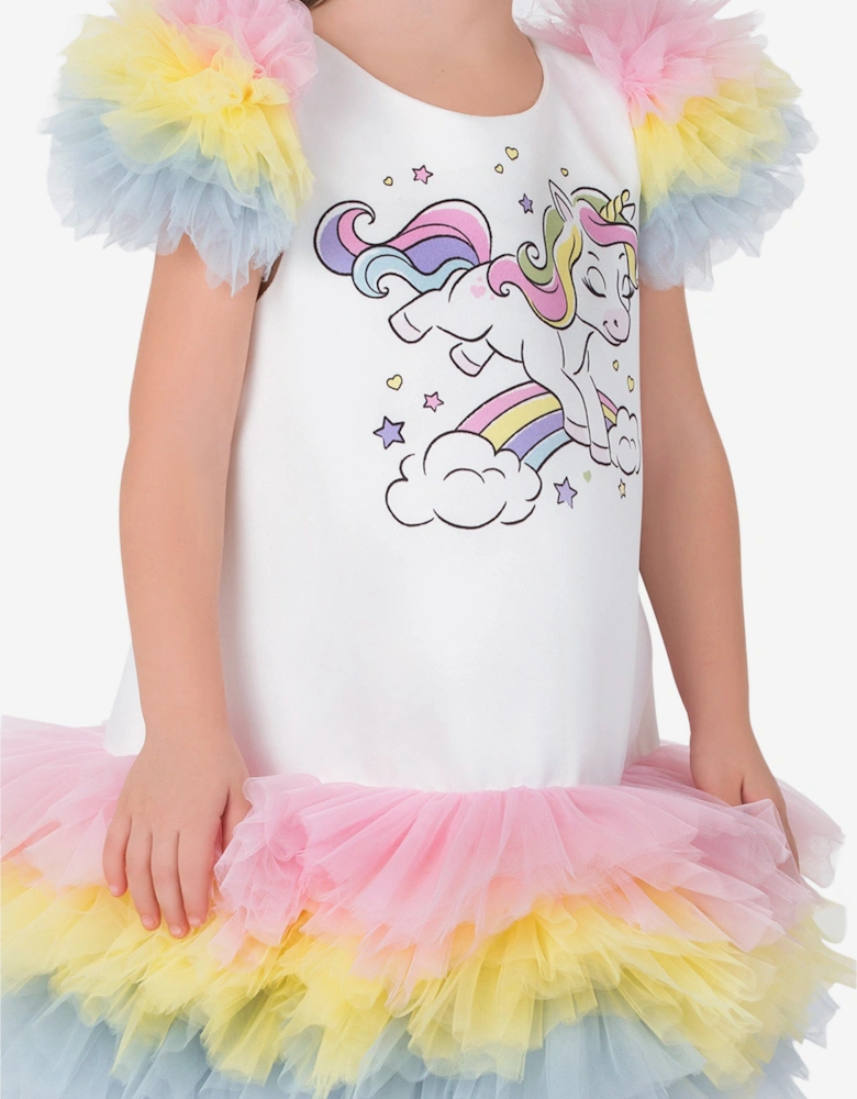 Baby Girls Unicorn Party Dress in White