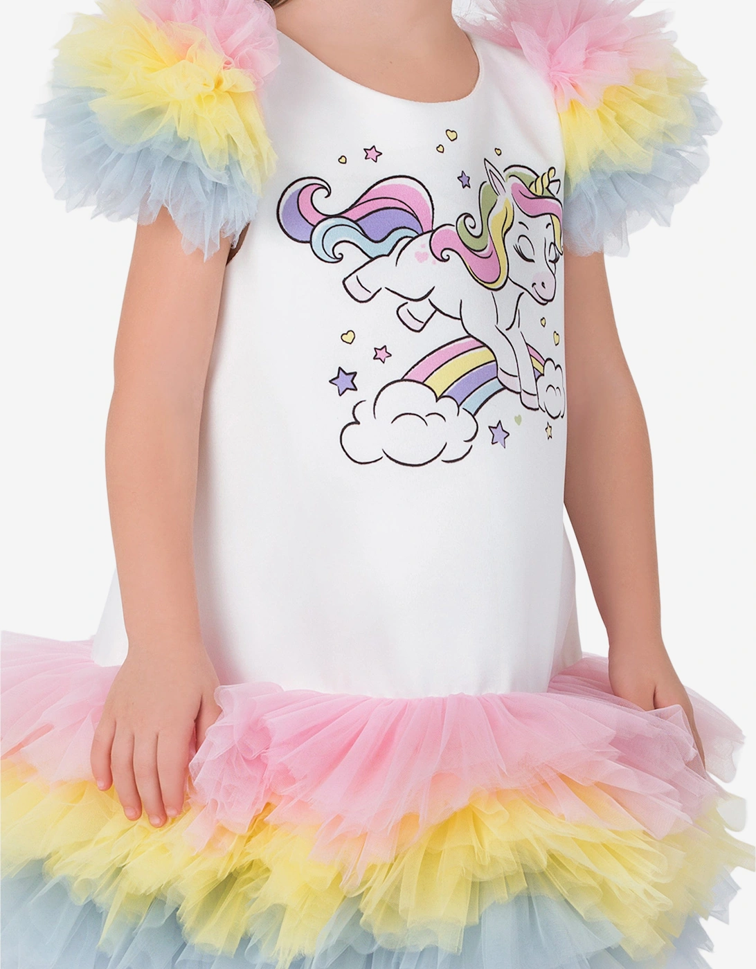 Baby Girls Unicorn Party Dress in White