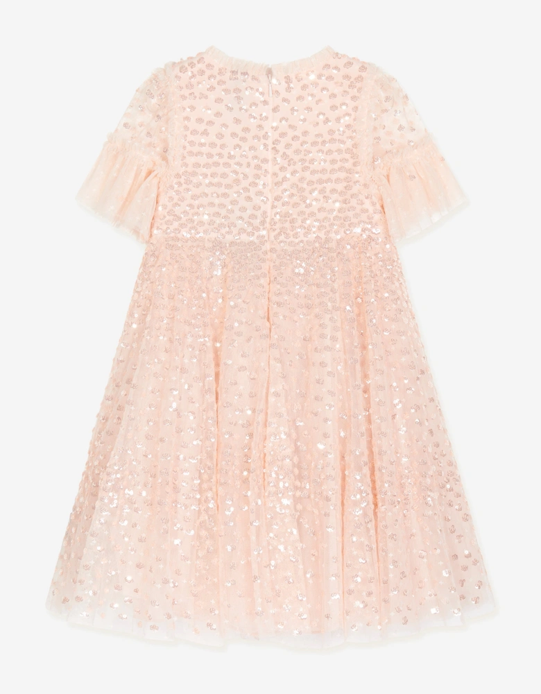 Girls Tulle Scatter Dot Dress in Pink