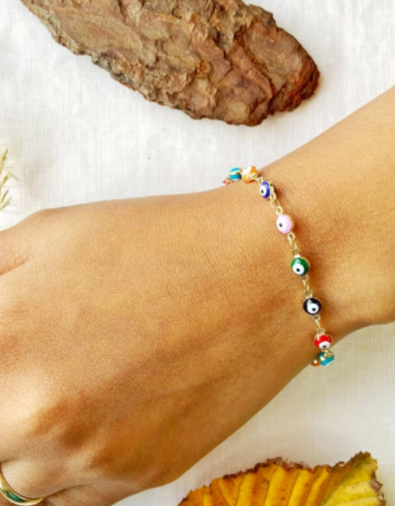 Multicolour Turkish Evil Eye Bead Protection Luck Eye Charm Adjustable Bracelet