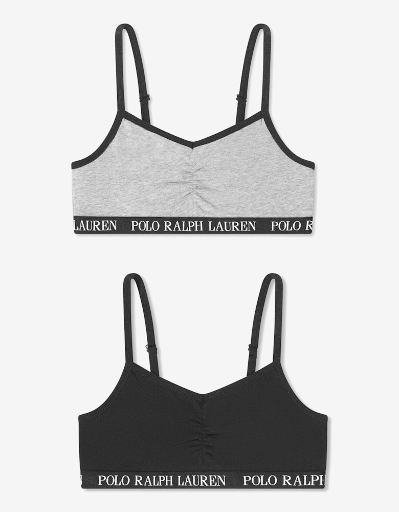 Girls Solid 2 Pack Bralettes Set in Black