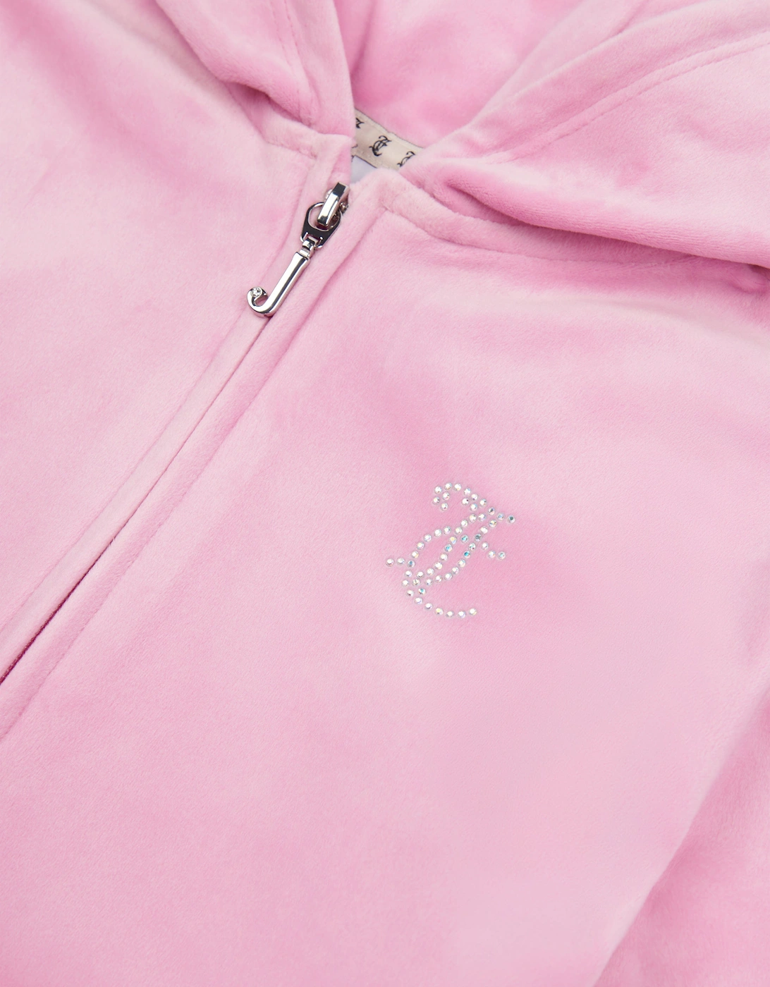 Girls Diamante Logo Zip Up Top in Pink