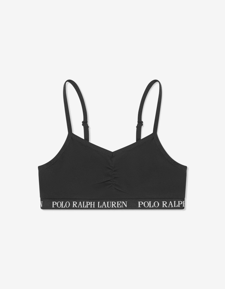 Girls Solid 2 Pack Bralettes Set in Black