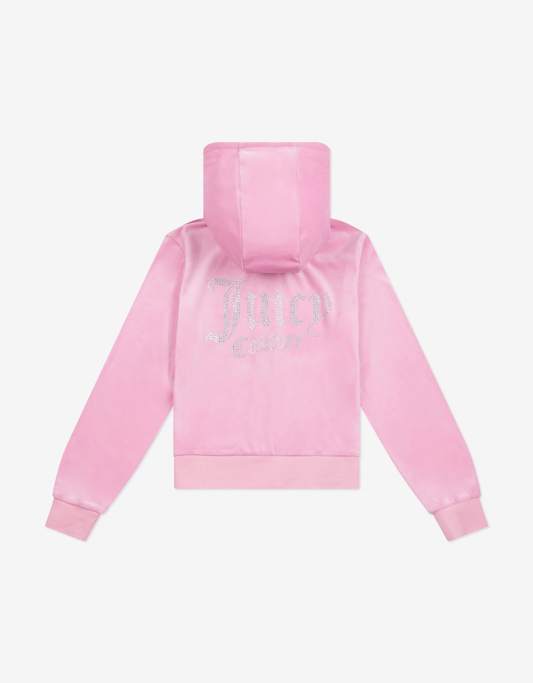 Girls Diamante Logo Zip Up Top in Pink