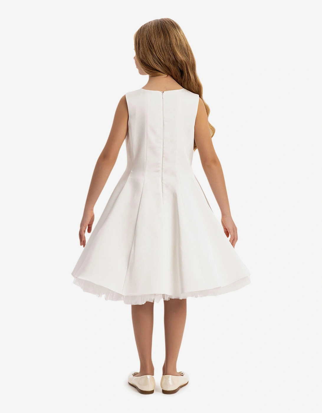 Girls Dress with Removable Cape in White