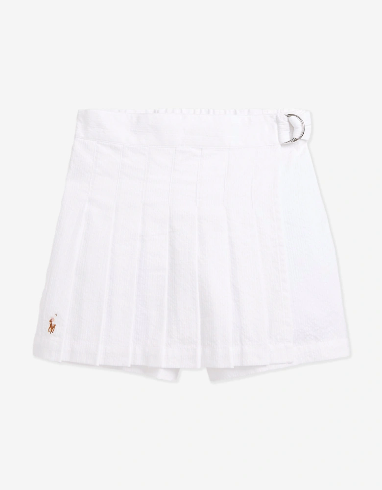 Girls Pleated Skort in White