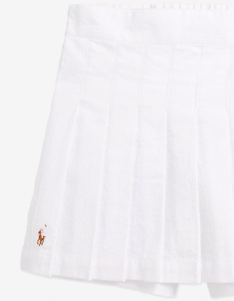 Girls Pleated Skort in White