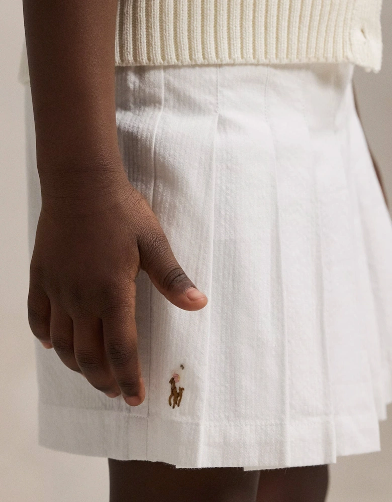 Girls Pleated Skort in White