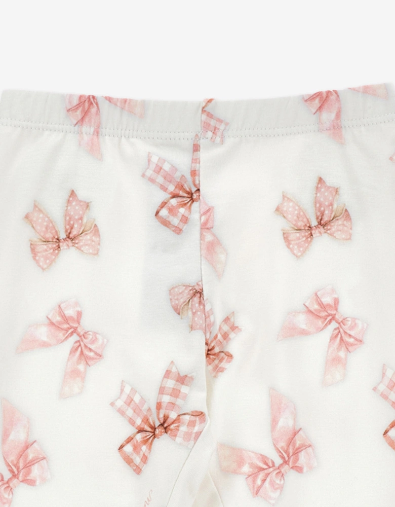 Baby Girls Bow Print Leggings in White