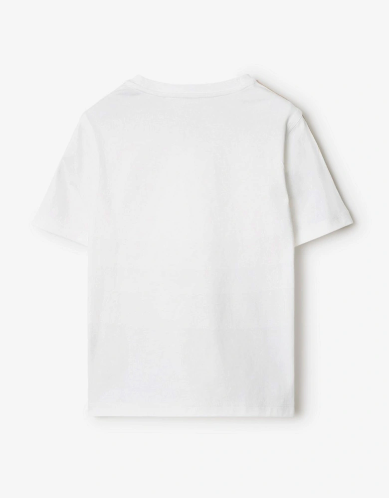 Girls Cedar Check Tape T-Shirt in White