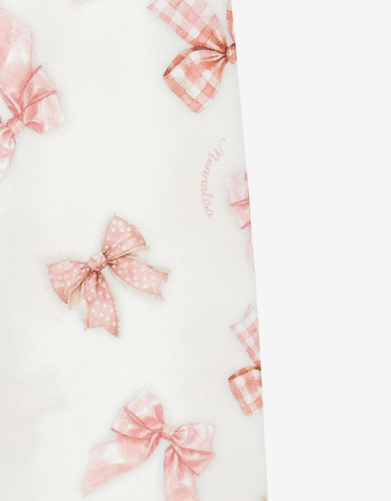 Baby Girls Bow Print Leggings in White