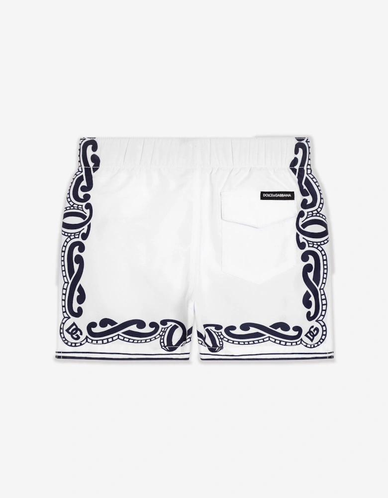 Baby Boys Bandana Print Swim Shorts in White