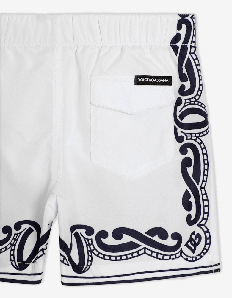 Baby Boys Bandana Print Swim Shorts in White