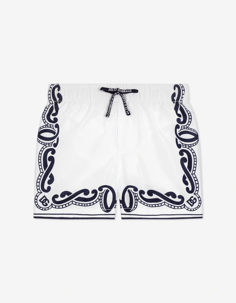 Baby Boys Bandana Print Swim Shorts in White