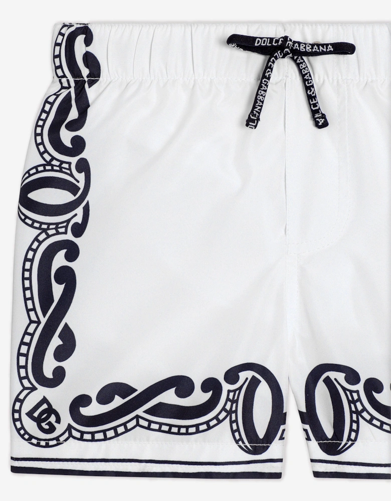 Baby Boys Bandana Print Swim Shorts in White