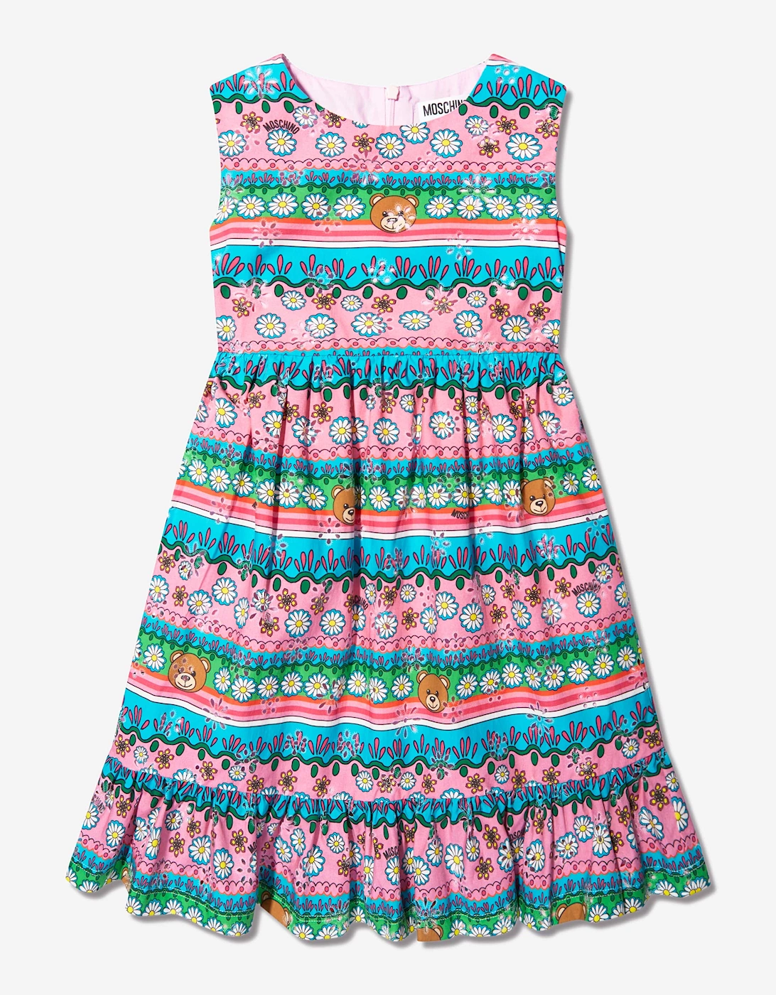 Girls Sleeveless Patterned Dress in Multicolour, 5 of 4