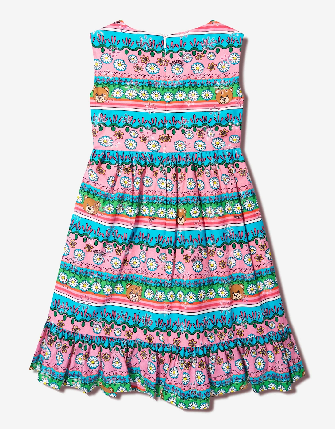 Girls Sleeveless Patterned Dress in Multicolour