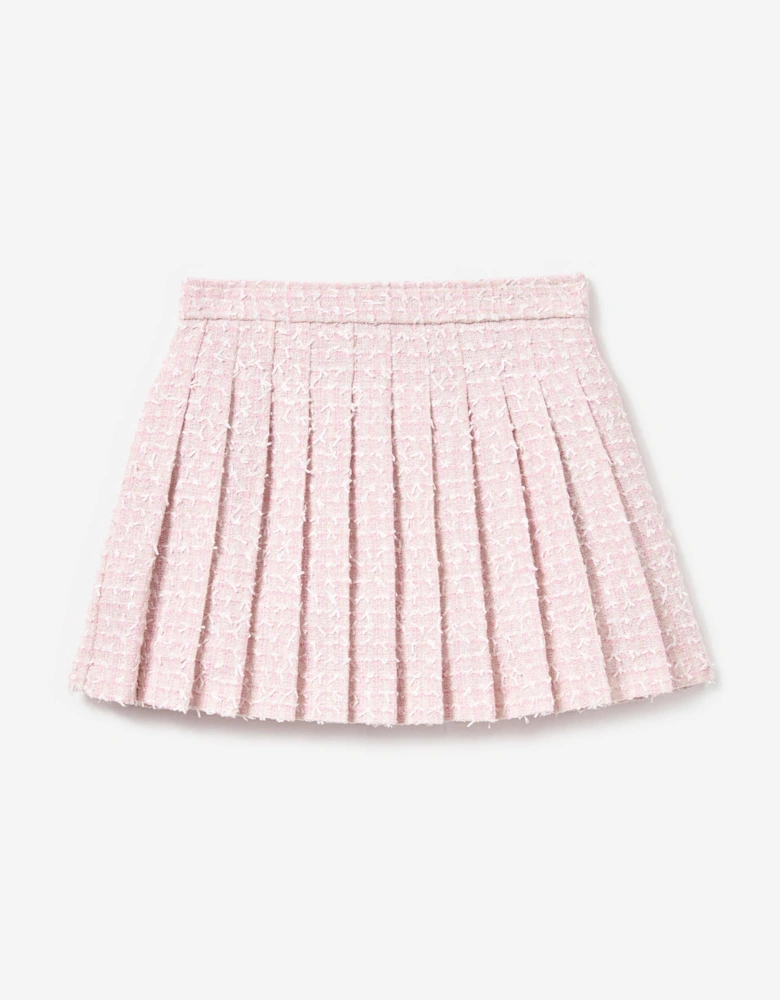 Girls Bow Boucle Skirt in Pink