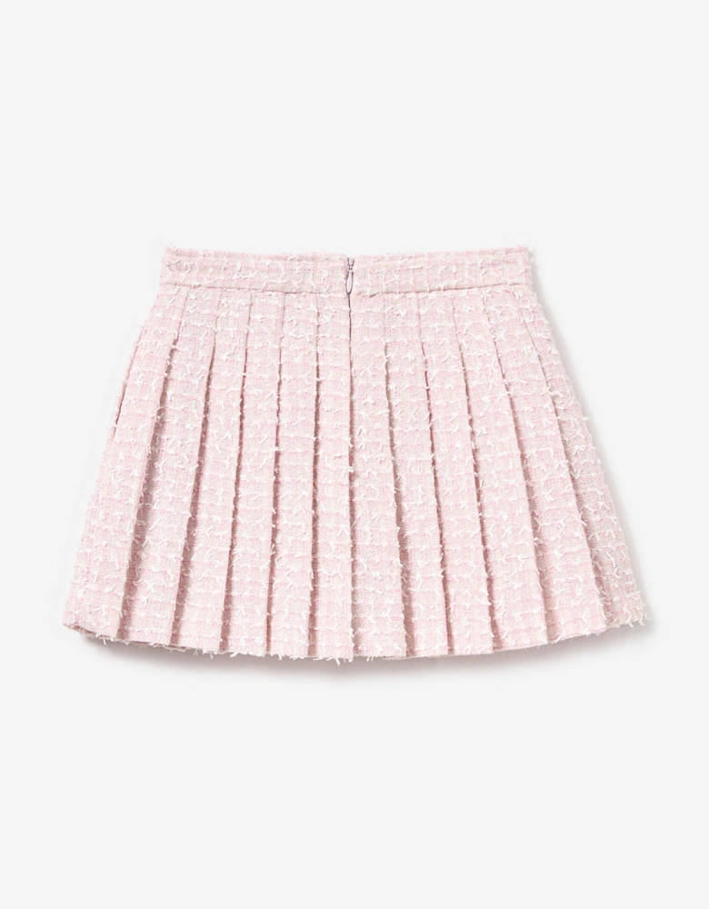 Girls Bow Boucle Skirt in Pink