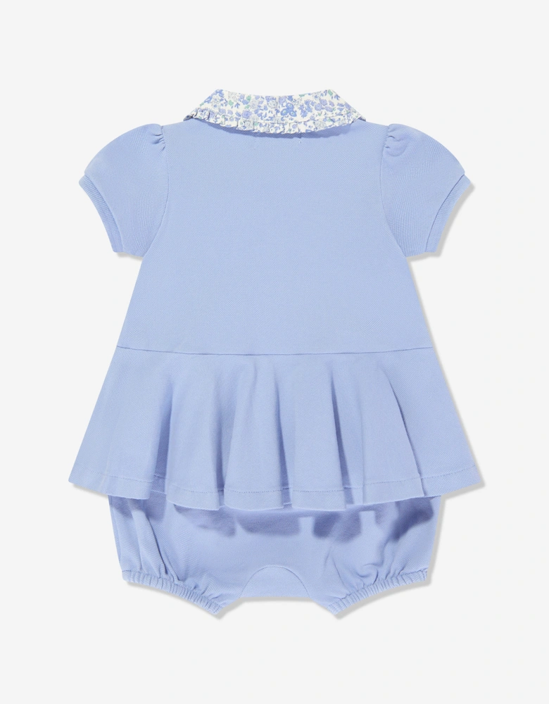 Baby Girls Peplum Bubble Romper in Blue