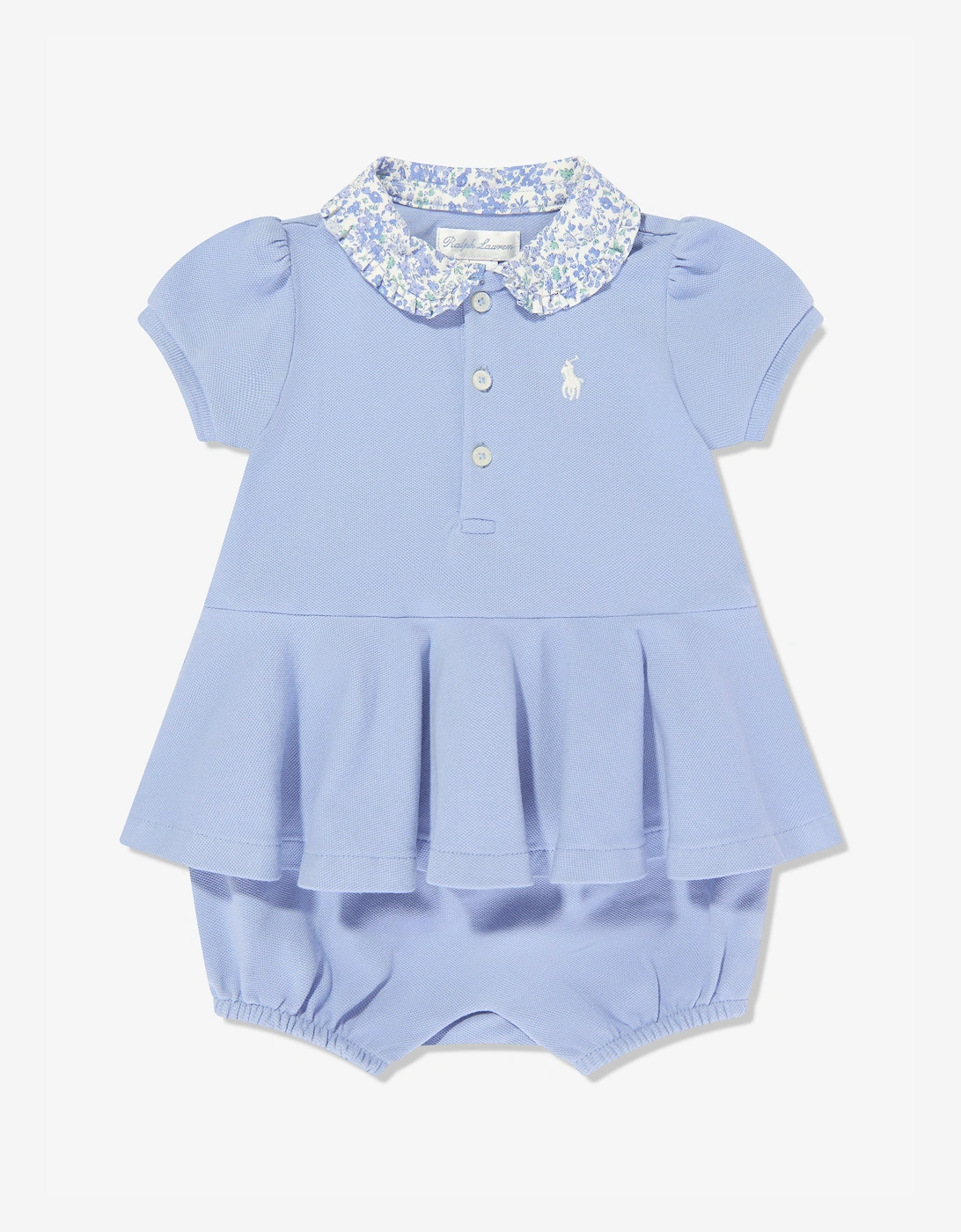 Baby Girls Peplum Bubble Romper in Blue, 5 of 4