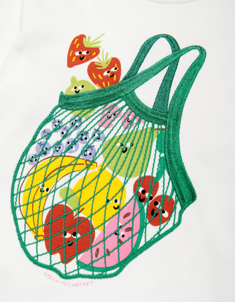 Girls Shopping Bag Sweatshirt in White