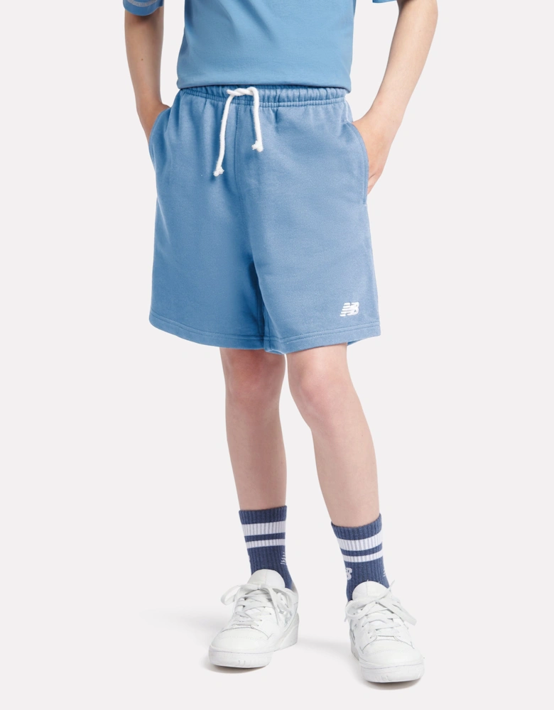 Boys French Terry Small Logo Shorts in Blue