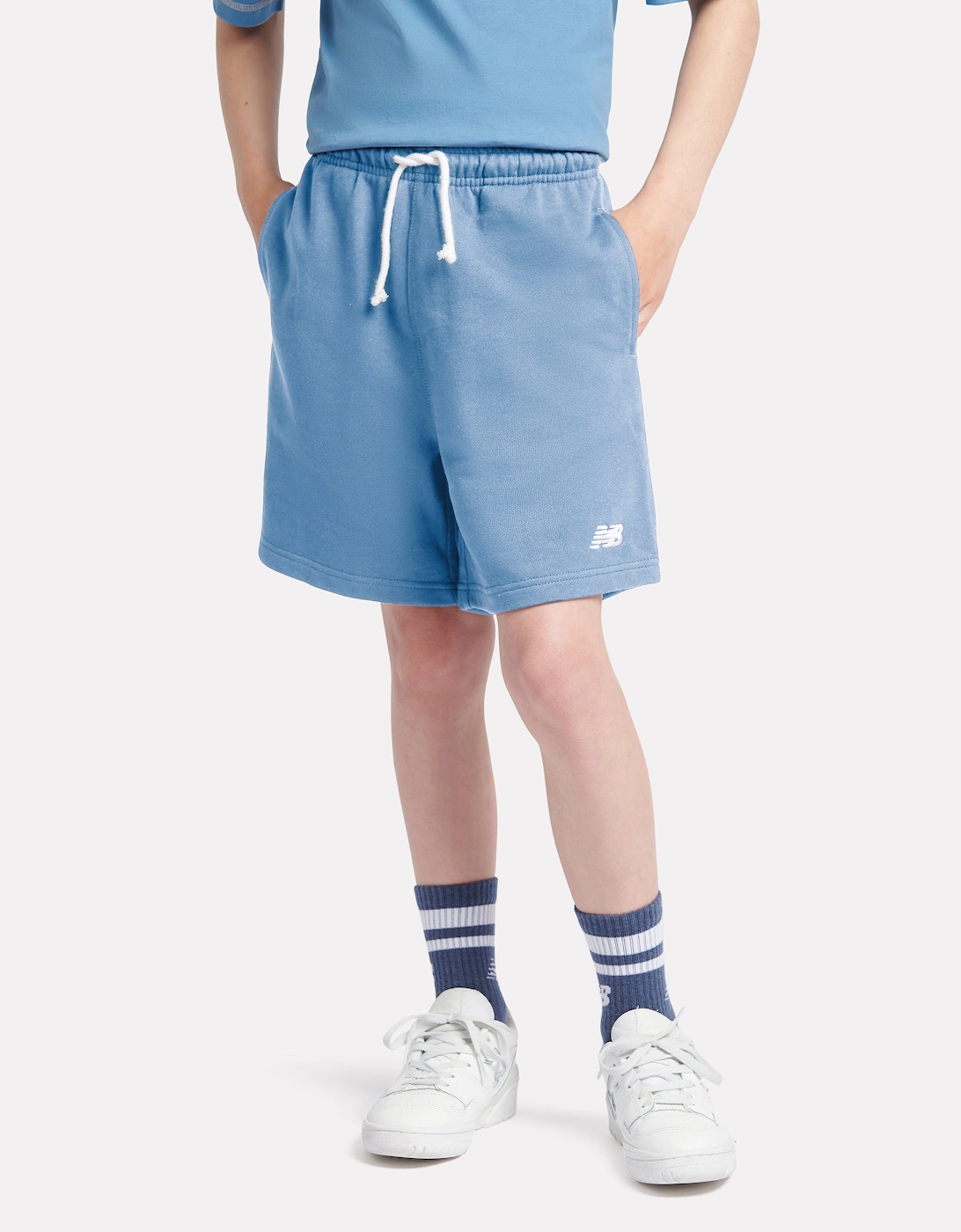 Boys French Terry Small Logo Shorts in Blue