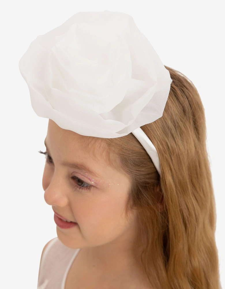 Girls Dress with Headband in White
