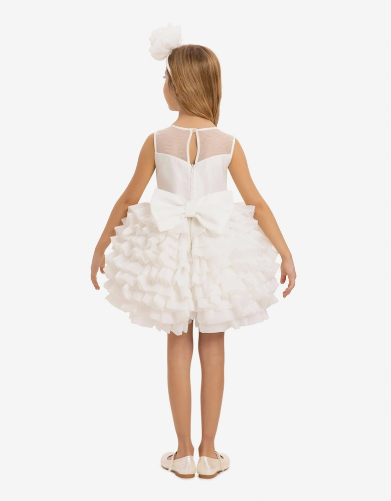 Girls Dress with Headband in White