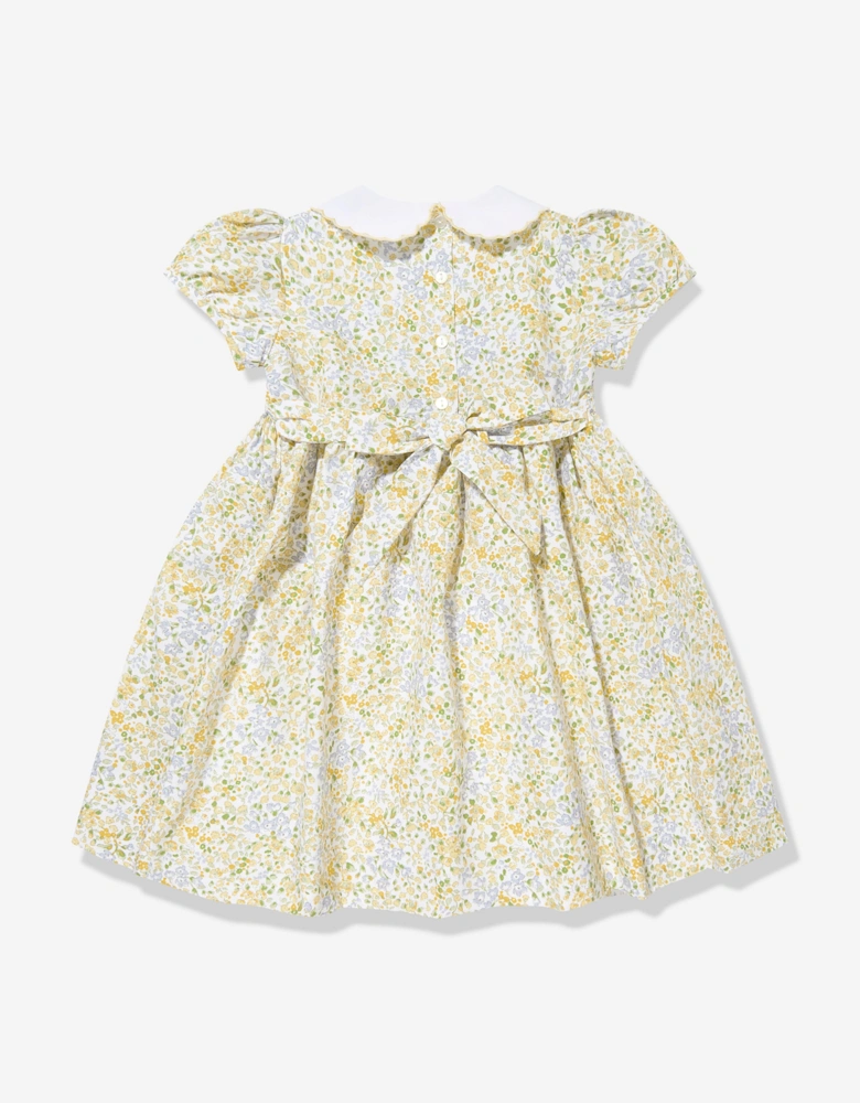 Girls Floral Smocked Dress in Yellow